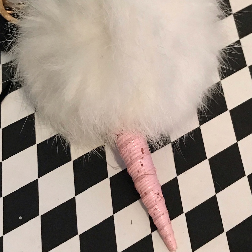 White Pom Pom lollipop unicorn cotton candy fob